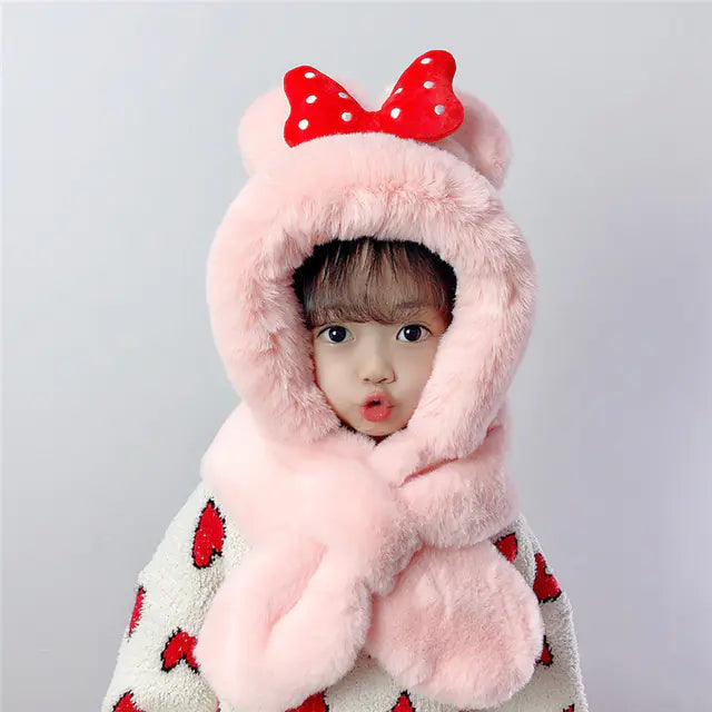 Thick Warm Children's Scarves and Hats with Cute Designs