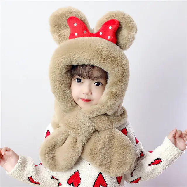 Thick Warm Children's Scarves and Hats with Cute Designs