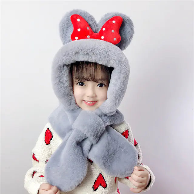 Thick Warm Children's Scarves and Hats with Cute Designs